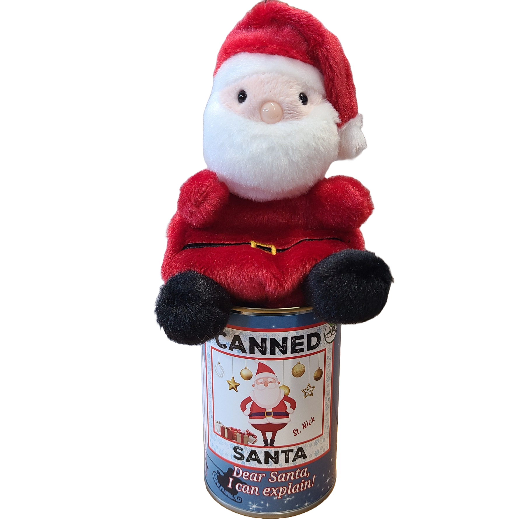 Canned Gifts – wholesale Gag gift/novelty gift – Canned Santa | Plush Jolly St. Nick w/Jokes | Christmas3