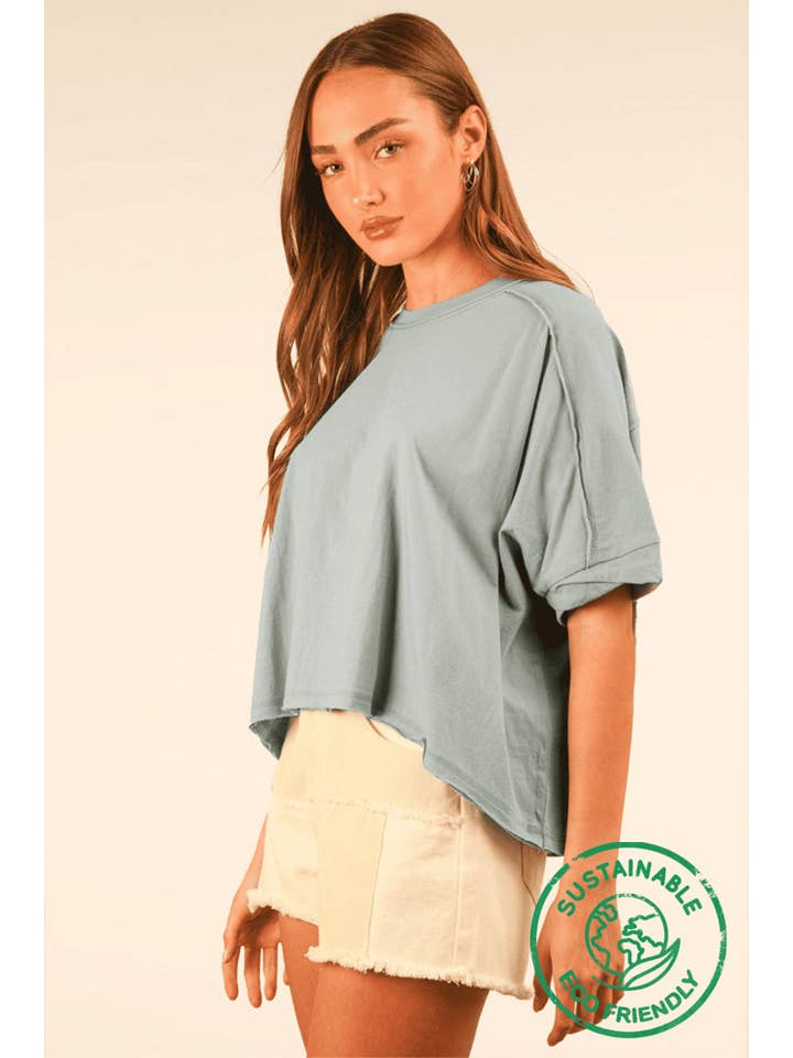 VERY J - Wholesale Knit Top - Women's - NT12068-ECO Oversized Crop Comfy Knit Top10