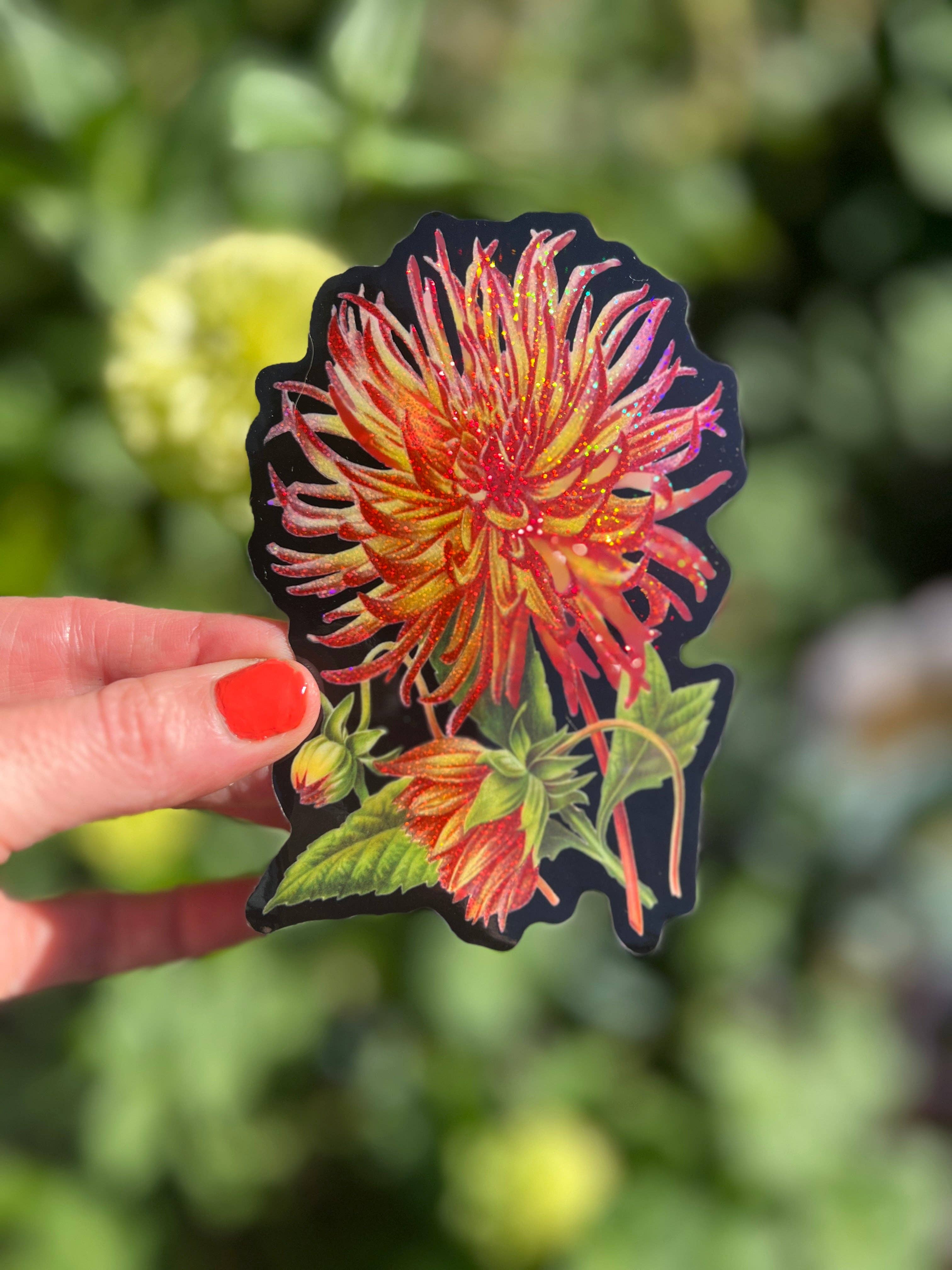 Astral Weekend - Wholesale Sticker - Dalia Flower Glitter STICKER 3 Inch1
