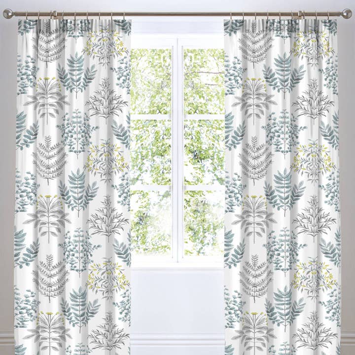 Emily Pencil Pleat Curtains by D & D in Duck Egg for wholesale by UW Home