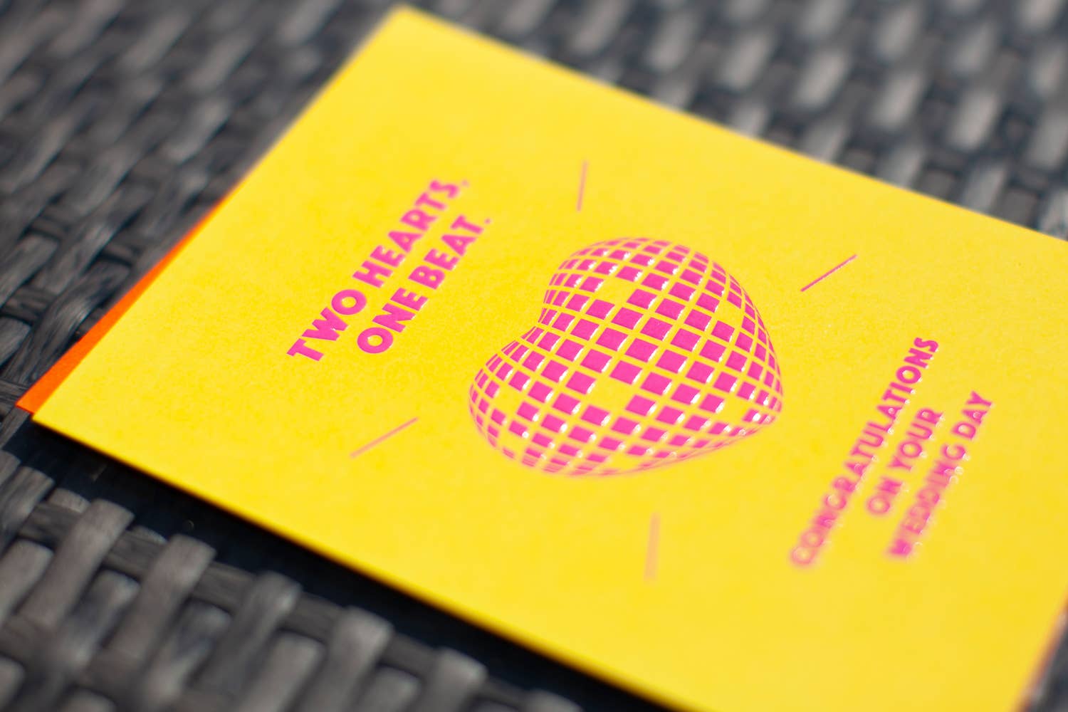 LoveLossDiscoballs – wholesale Wedding card – Two Hearts One Beat | Bright Modern Disco Ball Wedding Card 2