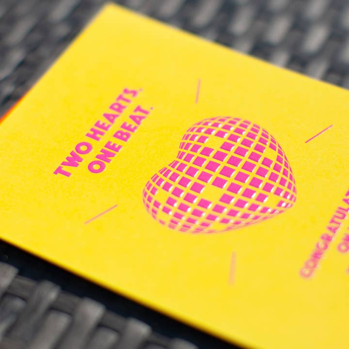 LoveLossDiscoballs – wholesale Wedding card – Two Hearts One Beat | Bright Modern Disco Ball Wedding Card 2