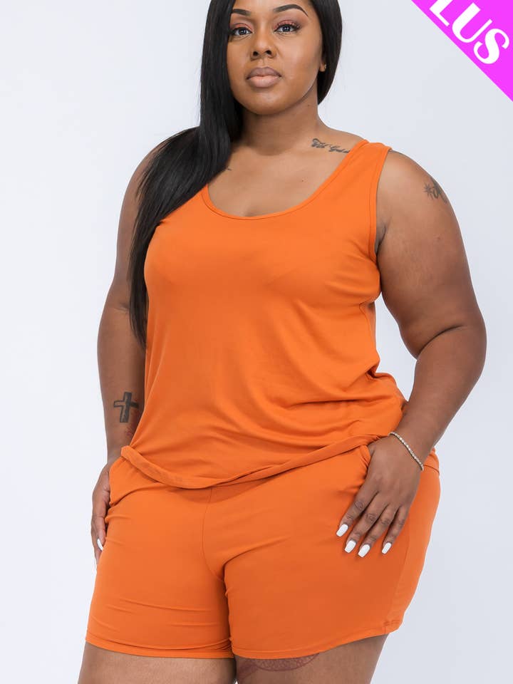 CAPELLA APPAREL - Wholesale Lounge Set - Women's - Plus Comfy Tank Top & Shorts Set