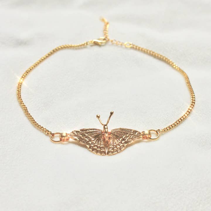 Happiness is a farfalla girocollo in oro per la vendita all'ingrosso da parte di Crafturday