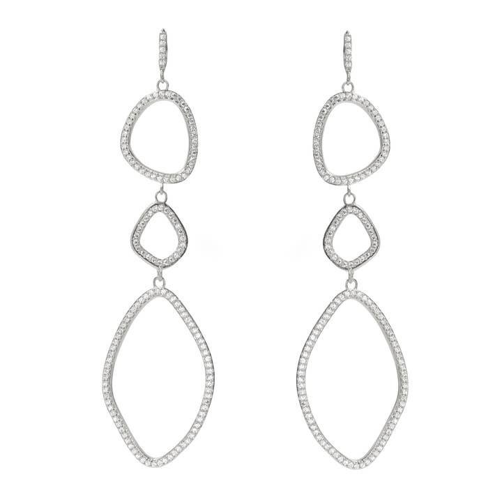 Boucles d'oreilles pendantes triple forme organique pour la vente par Kamaria Jewelry