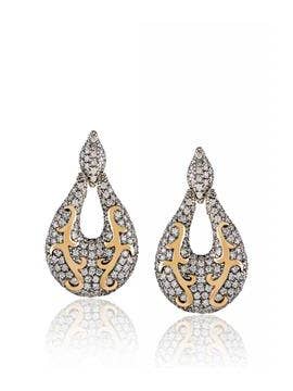 Phoenix-Ohrringe aus Silber mit gelbgoldener Phönix-Darstellung und weißen Zirkonia-Steinen für den Großhandel von Franco Vieira A Jóia Ideal