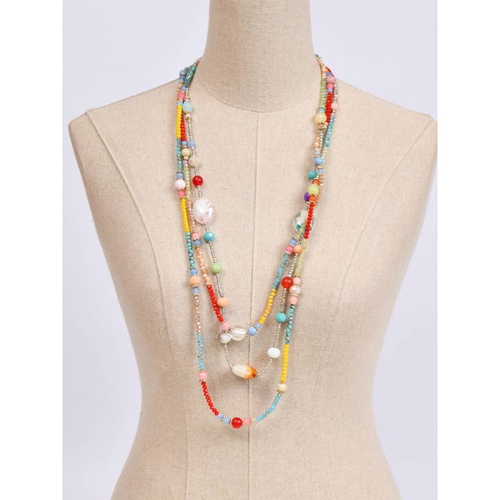 Victoria Moda - Wholesale Pendant/Charm Necklace - Long multi-strand necklace with crystal beads and charms2