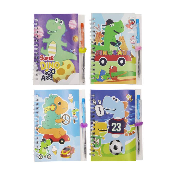 ASSORTED Dinosaur A6 Spiral Bound Notebook With Pen for wholesale on Faire14