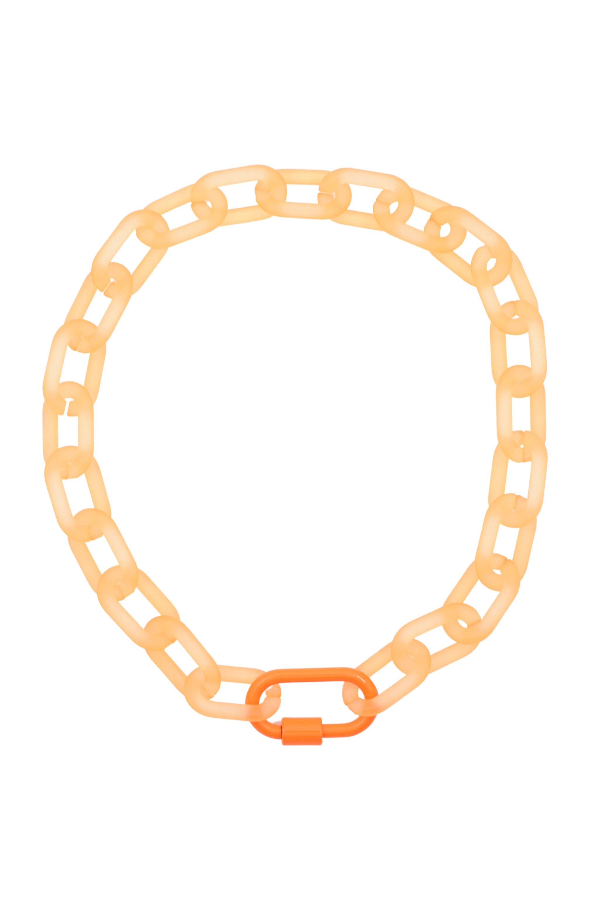 Woman Shops World – wholesale Link & chain necklace – Acrylic Snap Link Necklace w/ Enamel Carabiner Clasp0