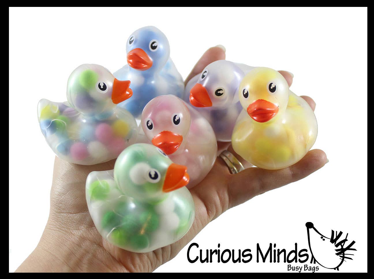 Curious Minds Toys - Wholesale Bath Toy - Baby - 1 Pom Pom Filled Regular 2" Rubber Ducks - Rubber Duckies - 1