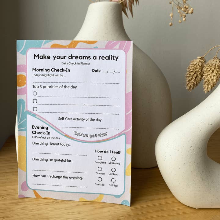 Check-in mattutino e serale, agenda giornaliera A6 per la vendita all'ingrosso da parte di The Calming Club