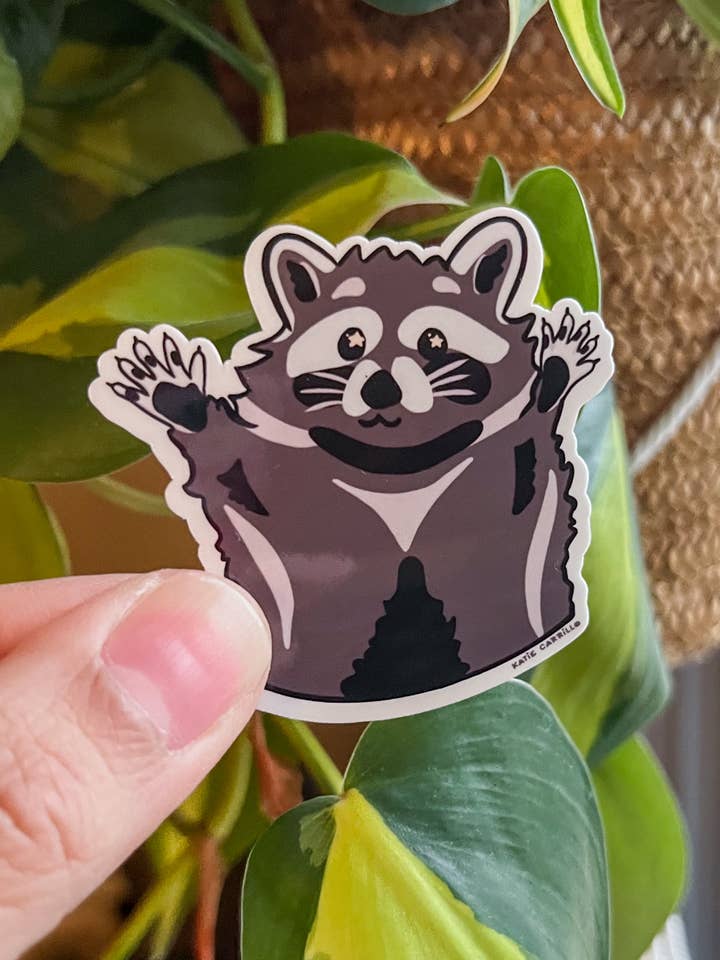 Mini Raccoon Sticker for wholesale by Katie Carrillo