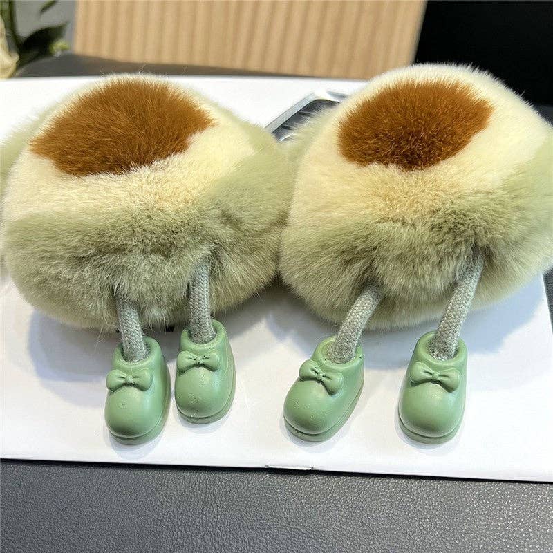 MINTGRÖN Söt utter kaninpäls ko avokado nyckelring hänge för wholesale på Faire4