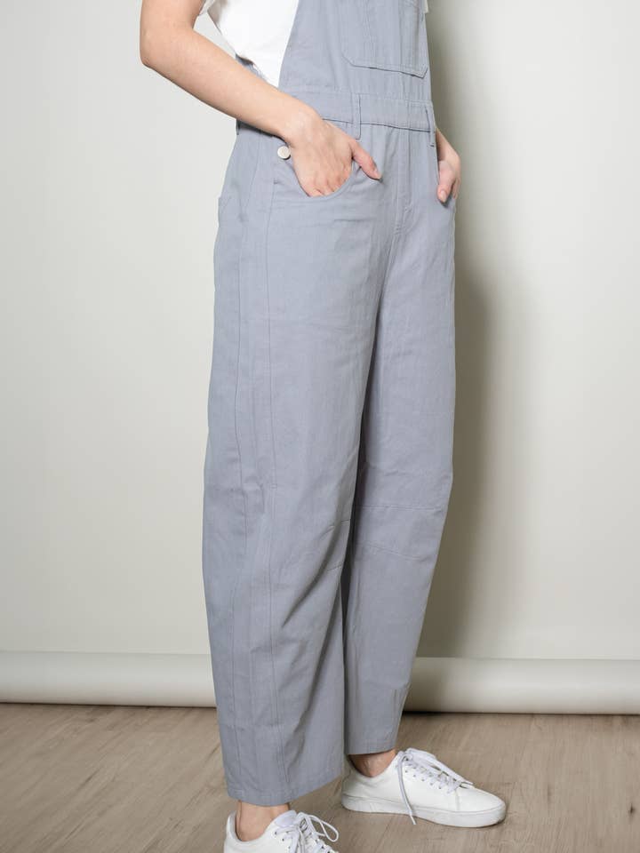 Elloh Collection - Wholesale Overalls - Women's - Relaxed Fit Barrel Leg Cotton Overall w Adjustable Straps6