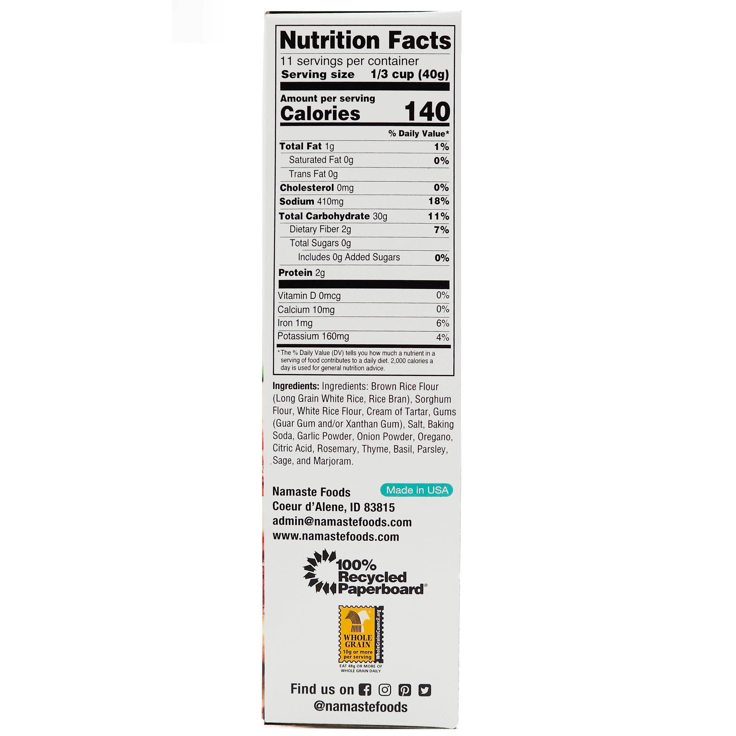 Namaste Foods - Vente Mélange pour pain - Mélange pour pâte à pizza sans gluten2