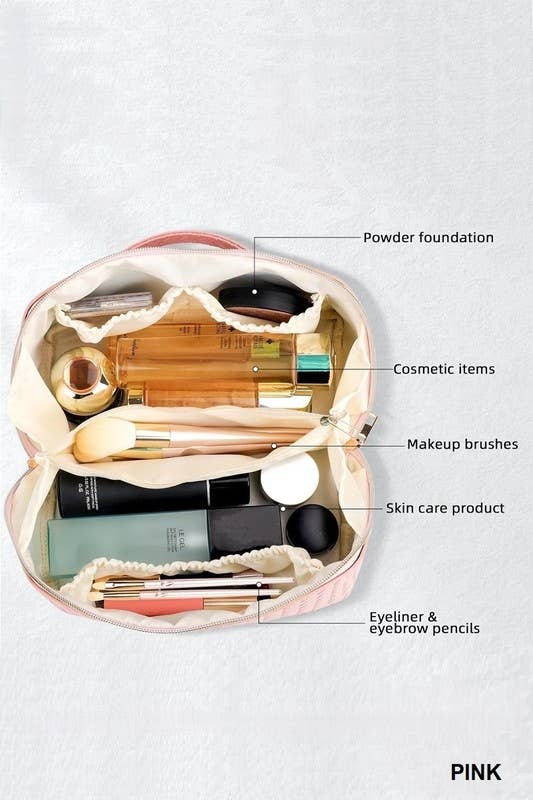 Vanilla Monkey – Engroshandel Kosmetiktaske – Vævet vegansk læder kosmetisk makeup rejsetaske5