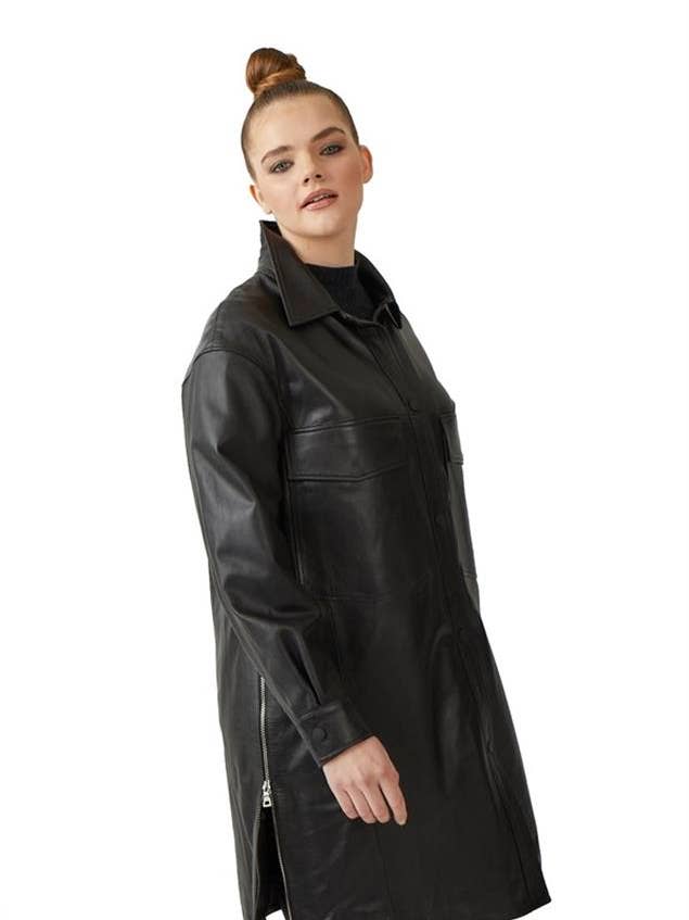 Sort Dixie skjortekrave til kvinder ægte læderfrakke med for engroshandel hos Deriderim