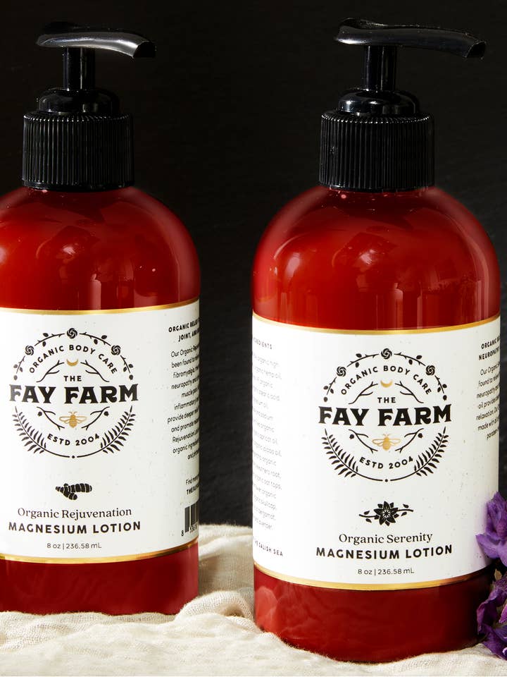 Organic Serenity Magnesium Lotion for wholesale by The Fay Farm LLC