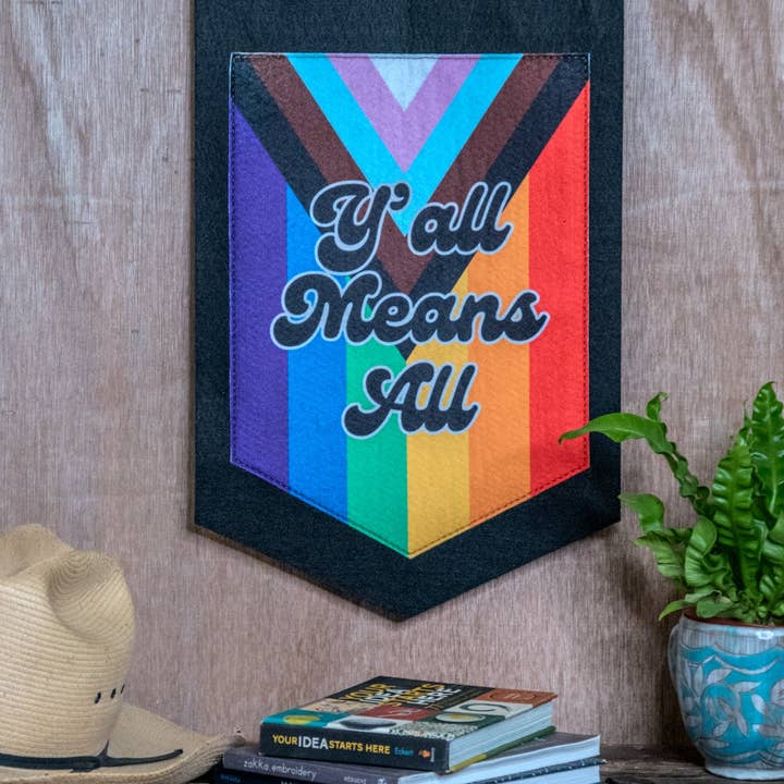 Y'all Means All Medium Camp Flag Wall Decor for wholesale by In Blue Handmade