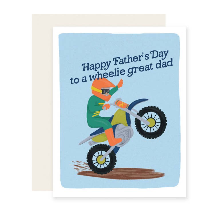 Wheelie Great Dad Card for wholesale by Slightly Stationery