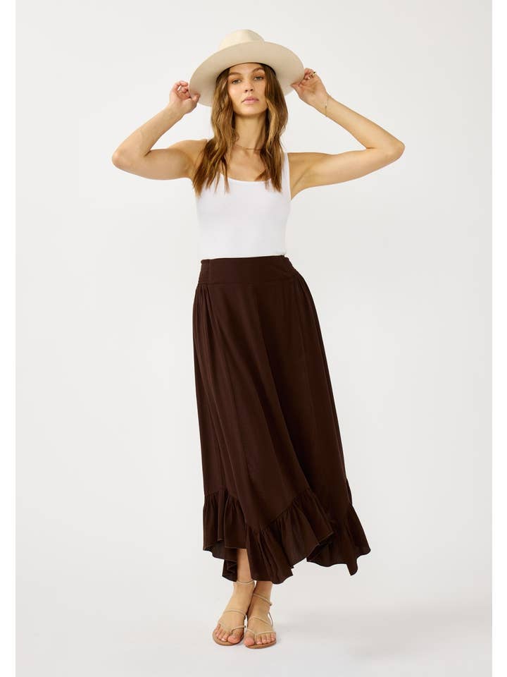 Lovestitch - Wholesale Skirt - Women's - Flowy Smocked Ruffle Hem Skirt5