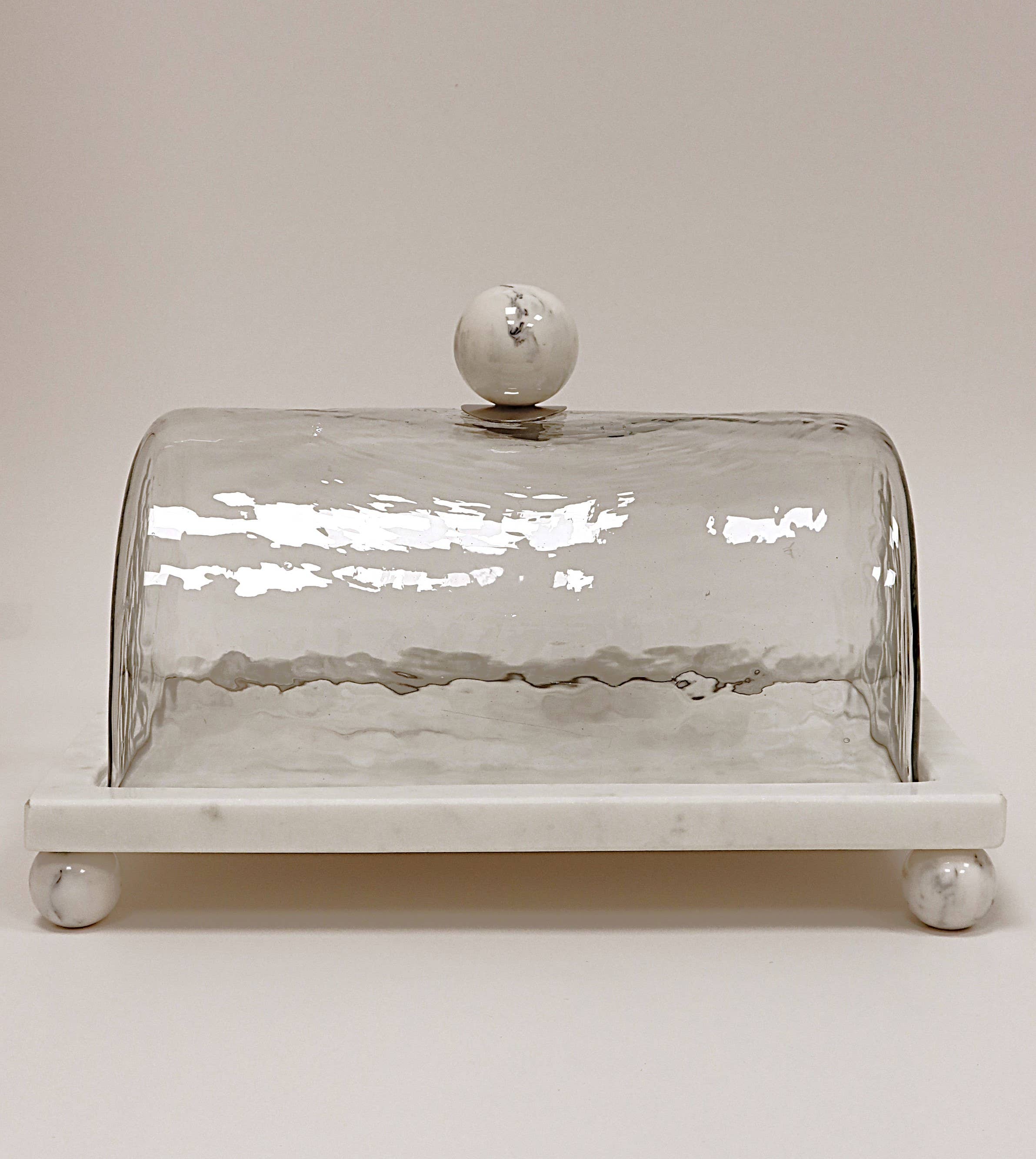 CLASSIC TOUCH DECOR INC. - Wholesale Cake Stand - Marble Cake Plater with Glass Cover and Ball Knob - 10.4"L5