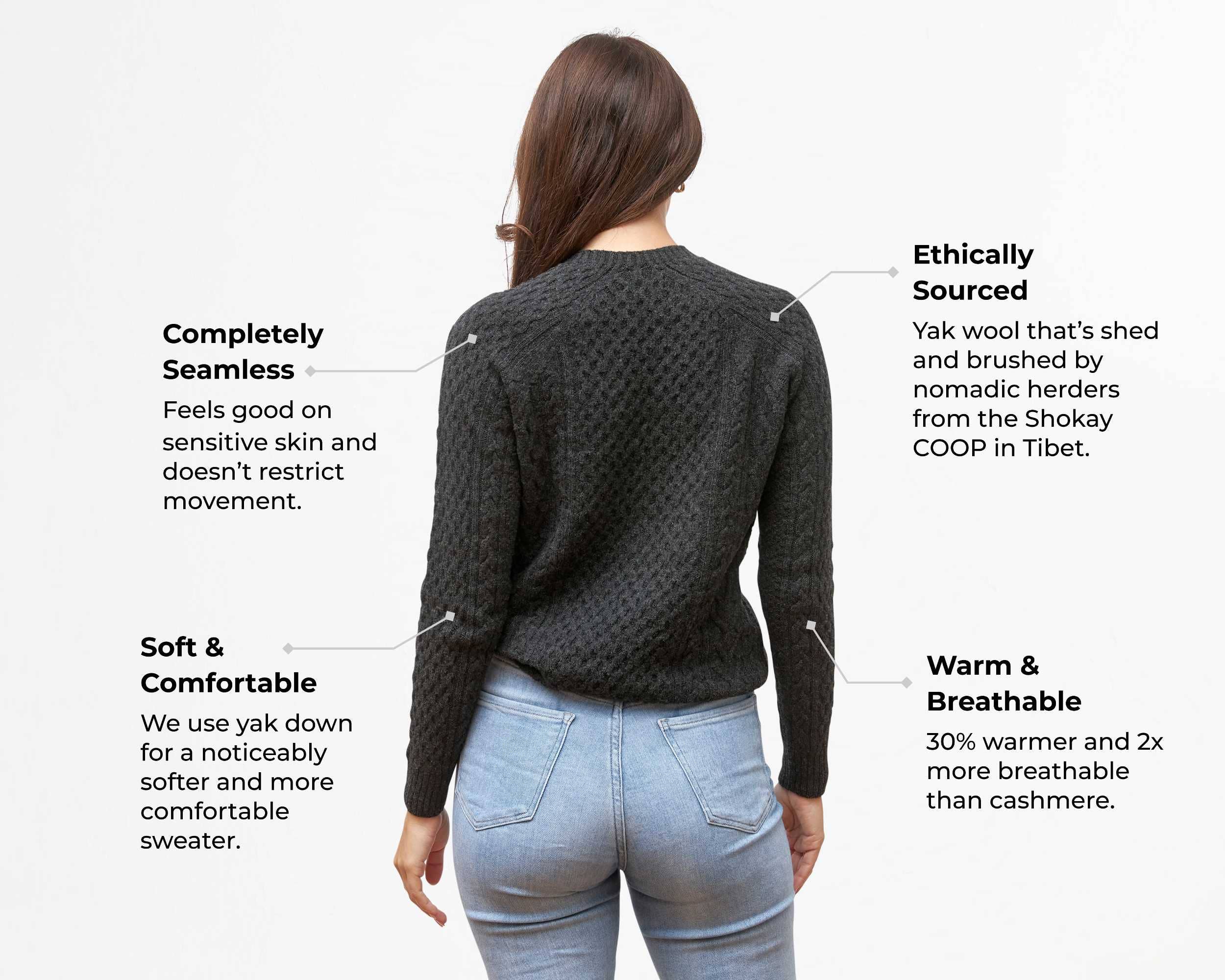 Oliver Charles - Wholesale Knit Sweater - Women's - 100% Yak Wool Cable Knit1