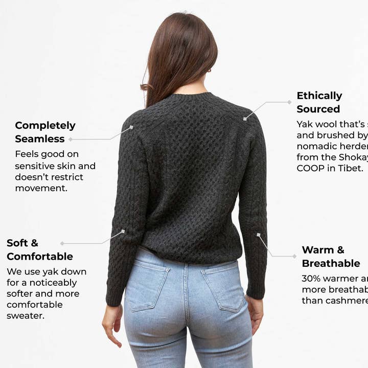 Oliver Charles - Wholesale Knit Sweater - Women's - 100% Yak Wool Cable Knit1