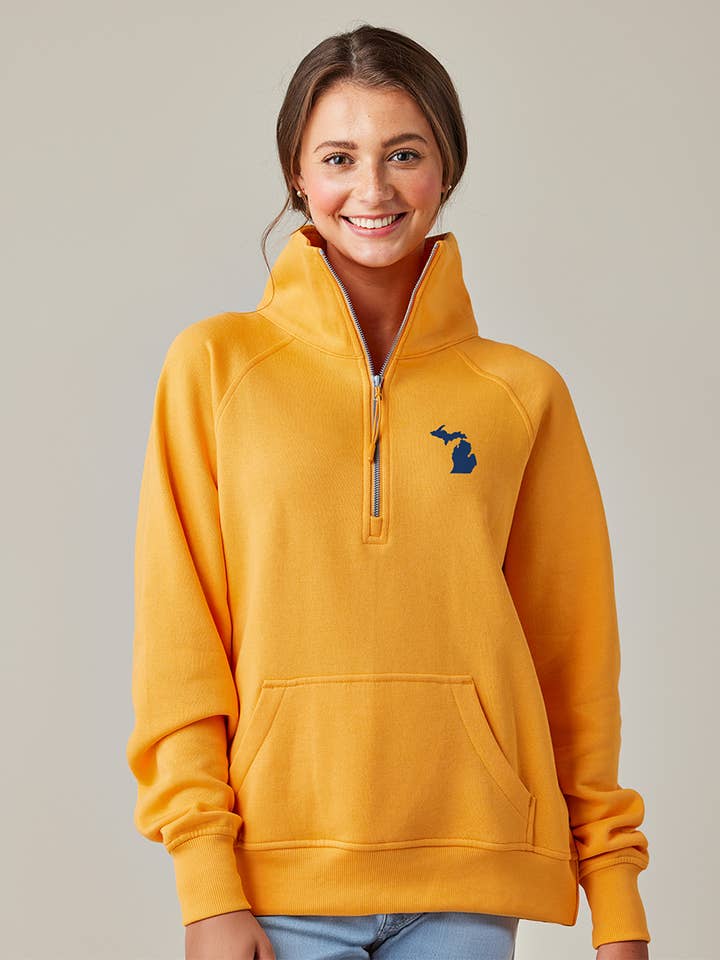 Michigan Awesome - Wholesale Sweatshirt - Women's - Women's Michigan Boxy Half Zip Fleece4