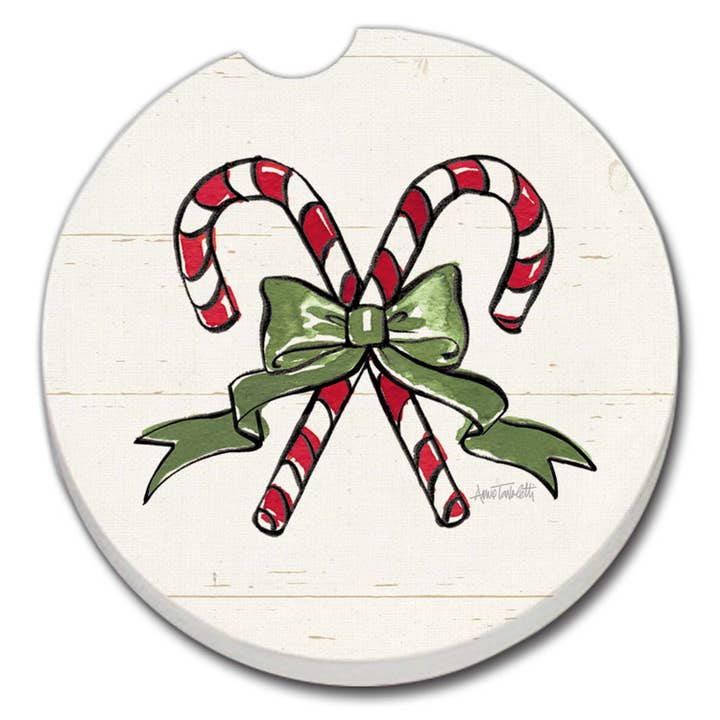 "Candy Cane Treat" Stone Car Coaster BULK NO PACKAGING for wholesale by Conimar Promotions