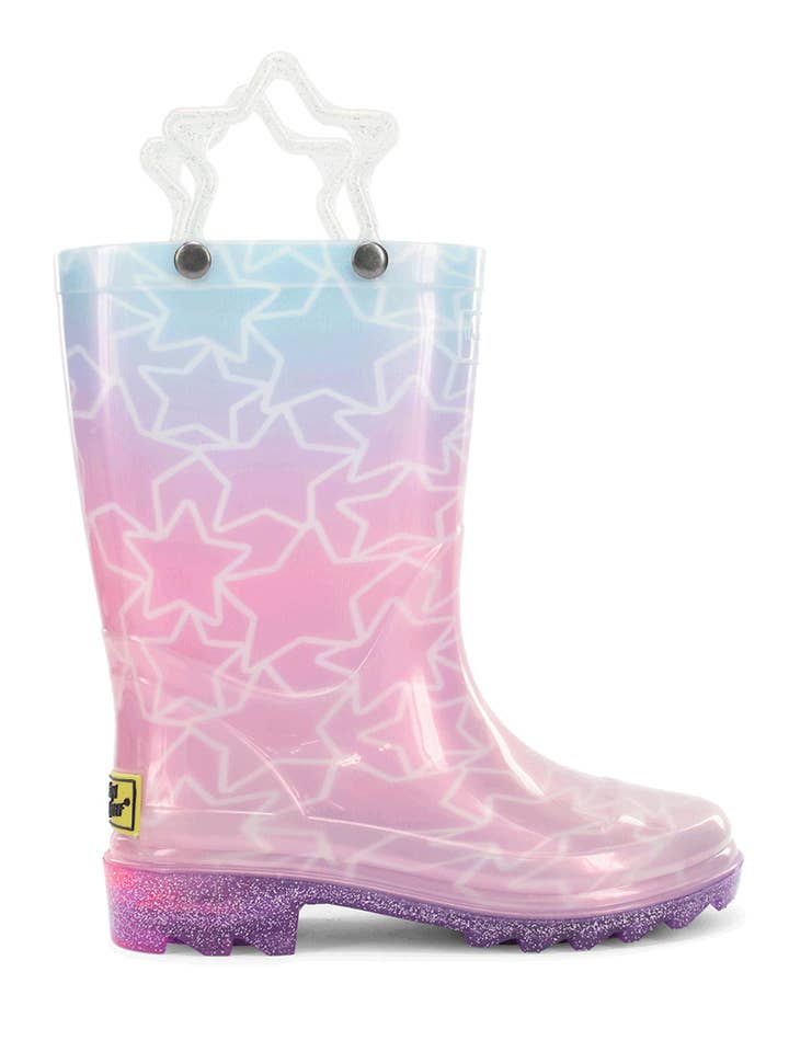 Kids Glitter Stars Lighted Rain Boot - Multi for wholesale by Western Chief