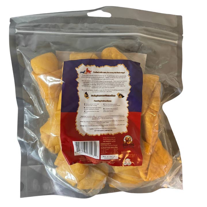 Fresh Farms Pet - Wholesale Pet treats – Dog - Fresh Farms 8 PK 6-7" Natural Roasted Pork Skin Knotted Bones, Rawhide Free Dog Chews6