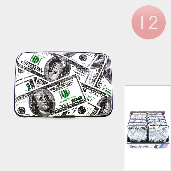 Sensibling Corp. - Wholesale Card Holder - Women's - 12PCS - Hundred Dollar Bills Printed Card Holders