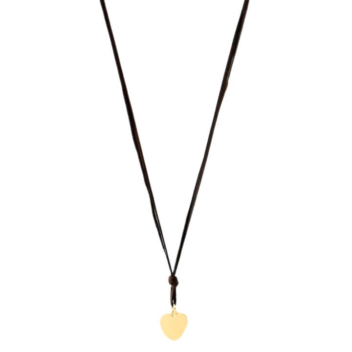 Long Chocolate Suede With Heart Pendant Necklace for wholesale by Deborah Grivas Designs
