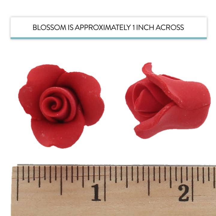 Global Sugar Art – wholesale Cake/cupcake topper – Tiny Rose Sugar Flowers, Edible Cupcake Toppers, Extra Small, by Global Sugar Art, Red4