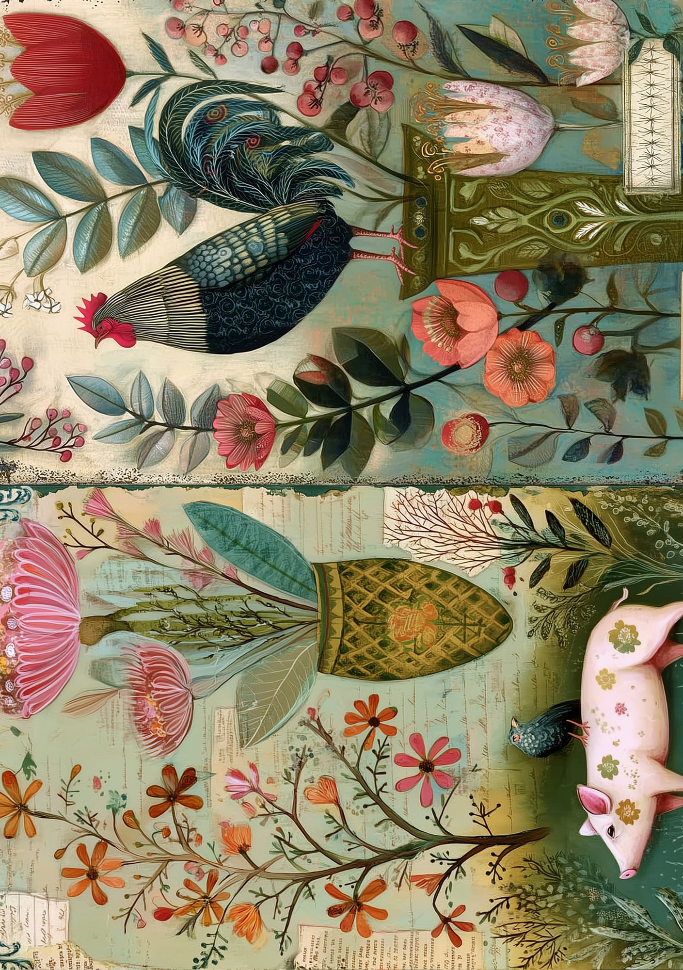 Fripperies - Wholesale Stationery/Notecard Set - Folk Art Animals | Journal Paperpack Fripperies5