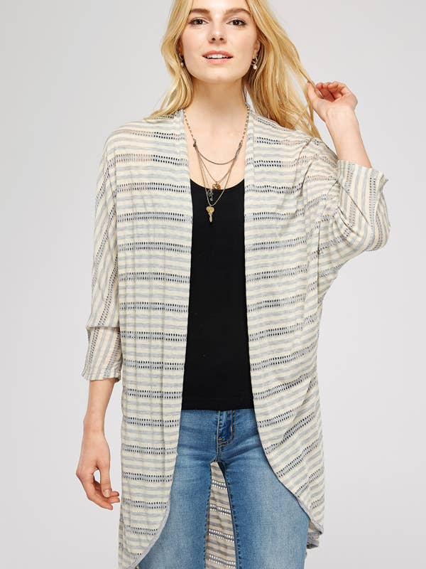 Urban x gris & beige rayé cardigan transparent. pour la vente par Urban X Apparel