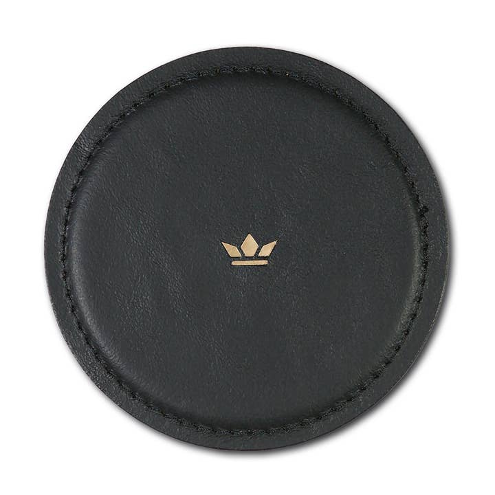 Set of 4 Black Leather Coasters Dia 3.9" for wholesale by BIDKhome
