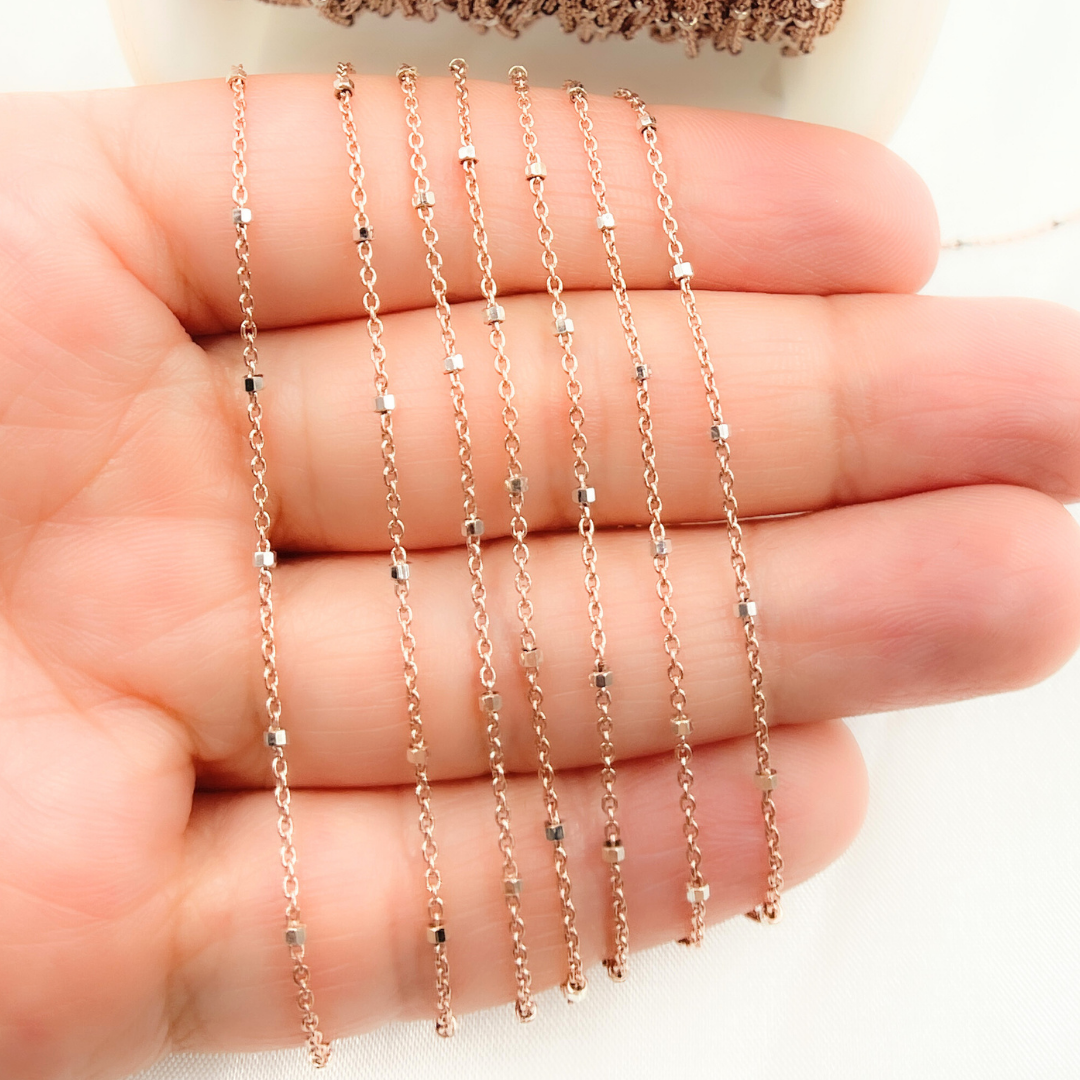 Z36RGS. Rose Gold Plated 925 Sterling Silver Satellite Cube Chain for wholesale on Faire3
