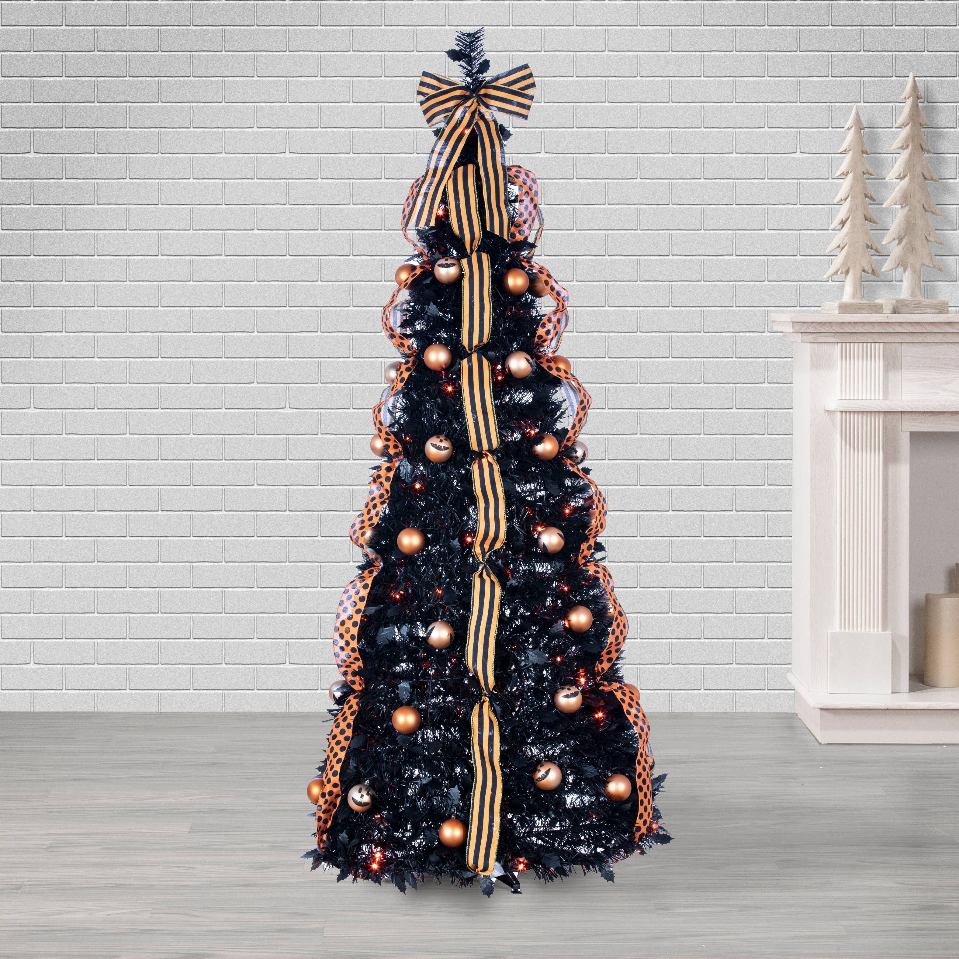 The Gerson Companies - Wholesale Artificial Christmas Tree - Gerson Our spooky 6 Foot Black Pop Up Pre Lit Halloween Tree1