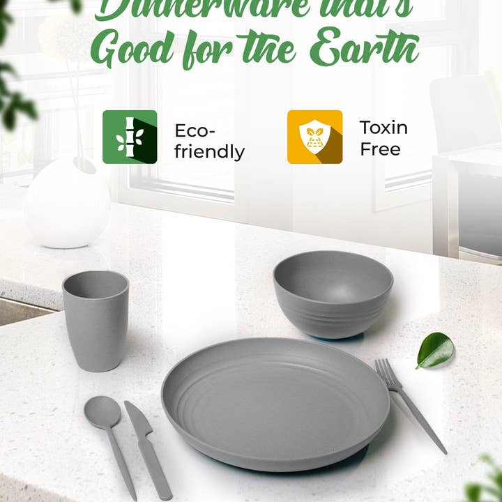 Greendish - Wholesale Dinnerware Set - Eco-Friendly Wheat Straw Dinnerware Combo Sets Reusable Kit