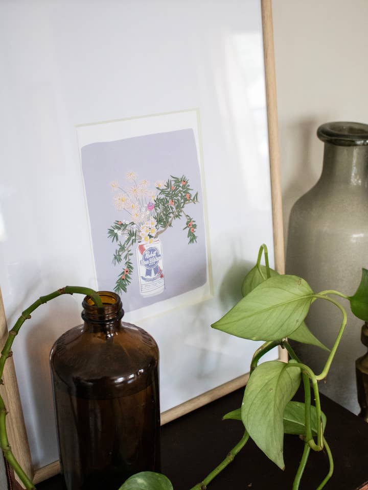 Blue Ribbon and Blooms Print for wholesale by Madison O'Brien Art