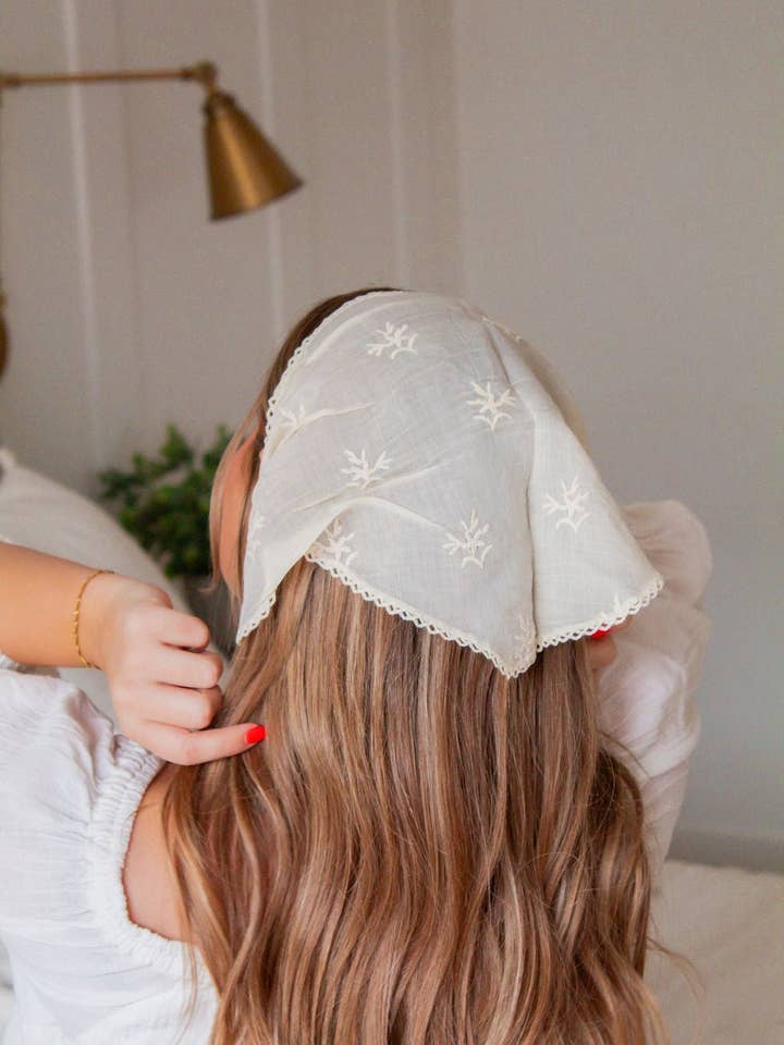 Cream Elegance Hair Scarf for wholesale by Shop Andi