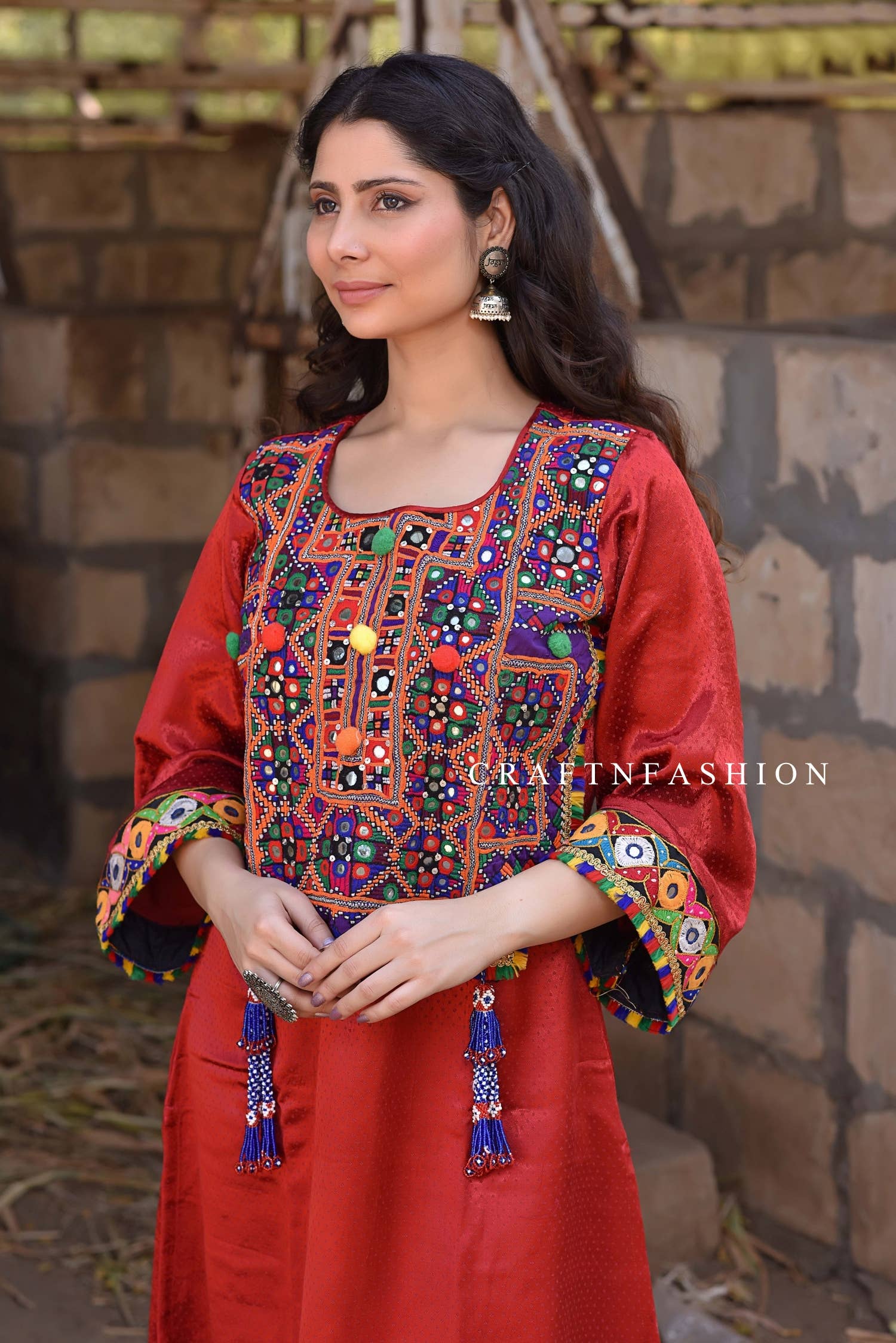 Meghcraft – wholesale Tunika - Dam – Indisk broderad kurta och kaftan - bohemisk tunika med spegelarbete3