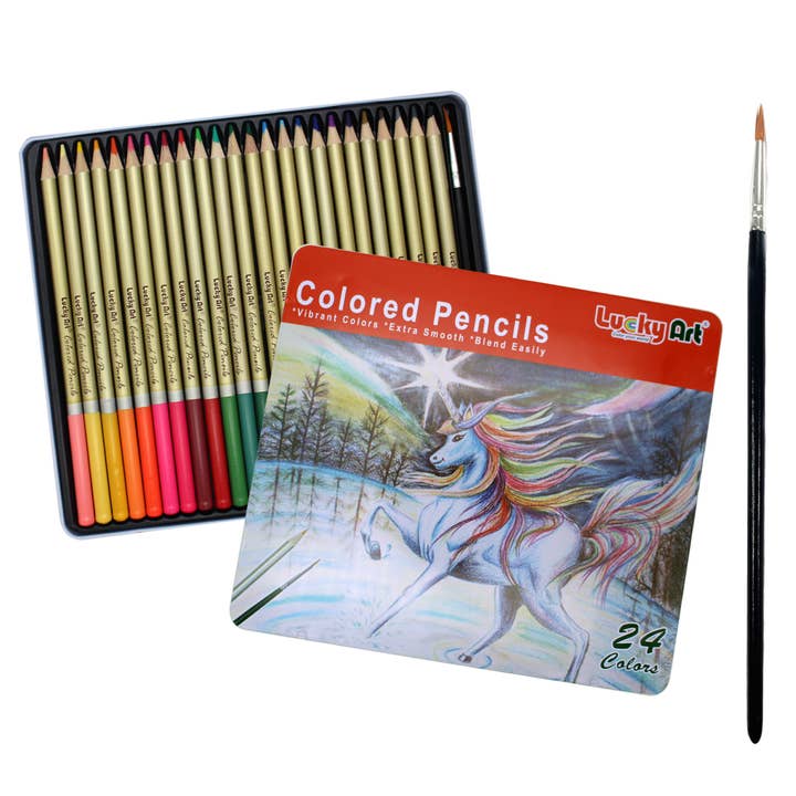 LUCKY ART CRAYONOLOGY - Wholesale Colored Pencil - 24 Watercolor Pencils with Brush – Professional Art Set