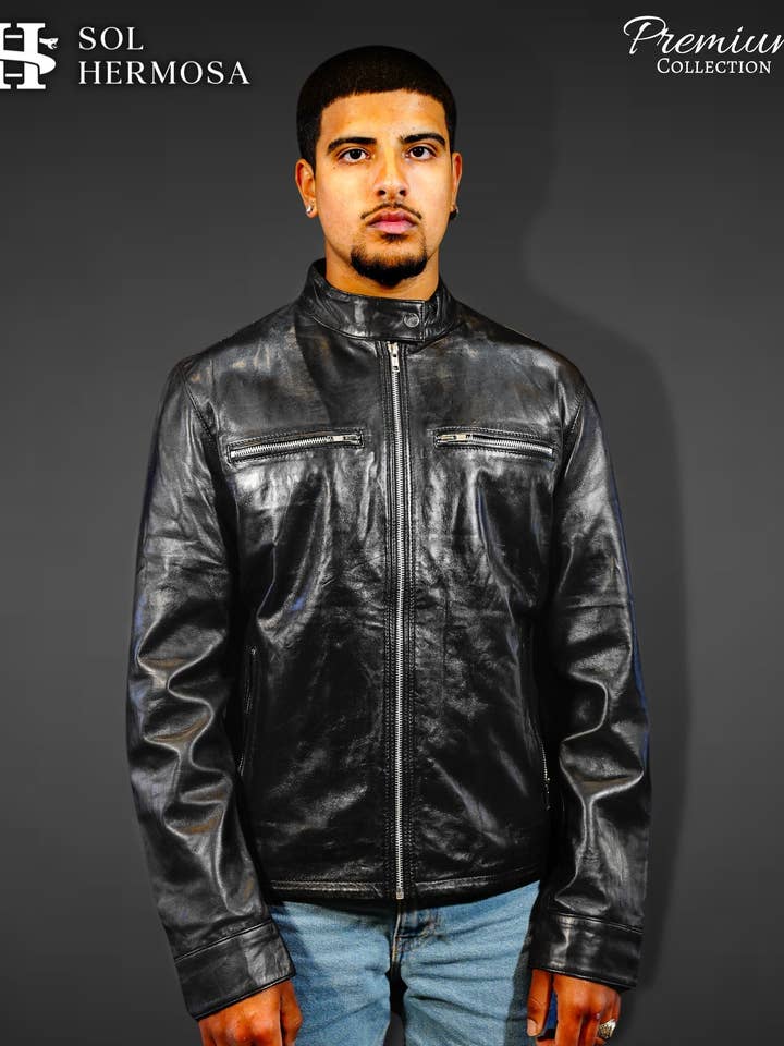 Aether Men's Real Leather Jacket for wholesale by Sol Hermosa