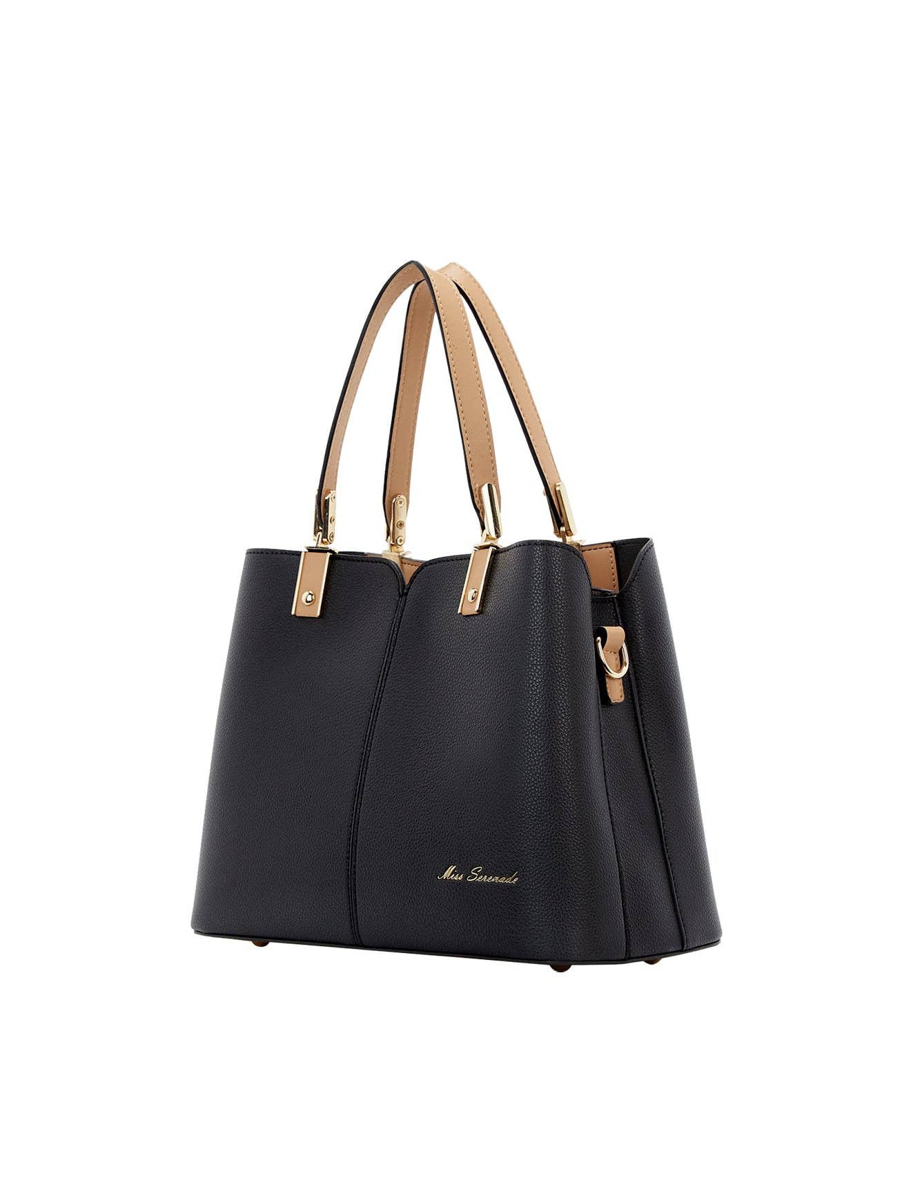 Serenade Beverly Hills Collection - Vente Sac à main avec poignée sur le dessus – femme - SAC TRIPLE COMPARTIMENT VÉGAN CHANTAL-NOIR/CAMEL2