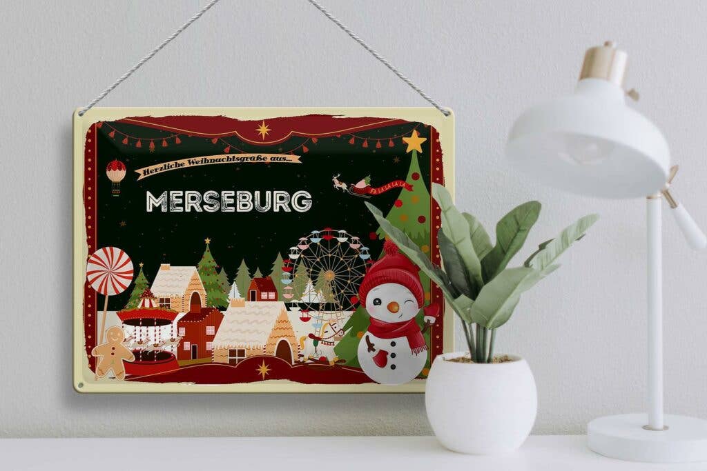 Femer - Wholesale Christmas Wall Art - Tin sign Christmas greetings MERSEBURG gift decorative sign 40x30 cm3