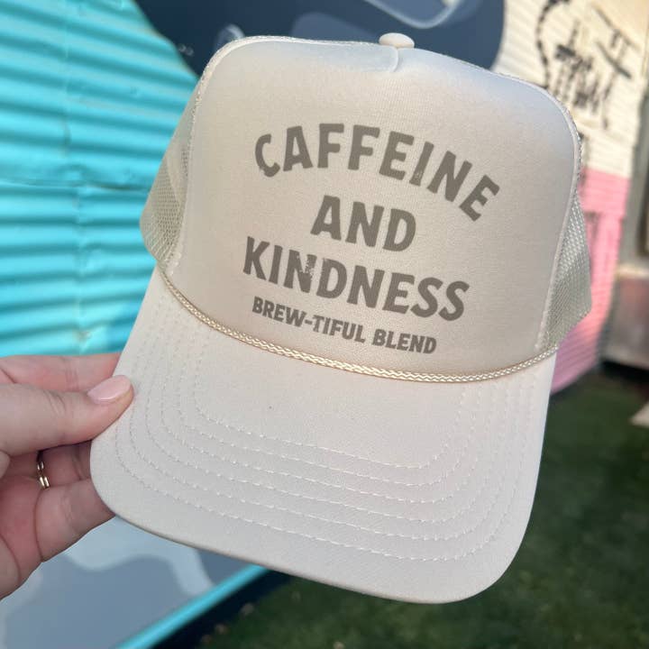 Caffeine and Kindness Trucker Cap (Multiple Color Options) for wholesale by Turquoise & Tequila