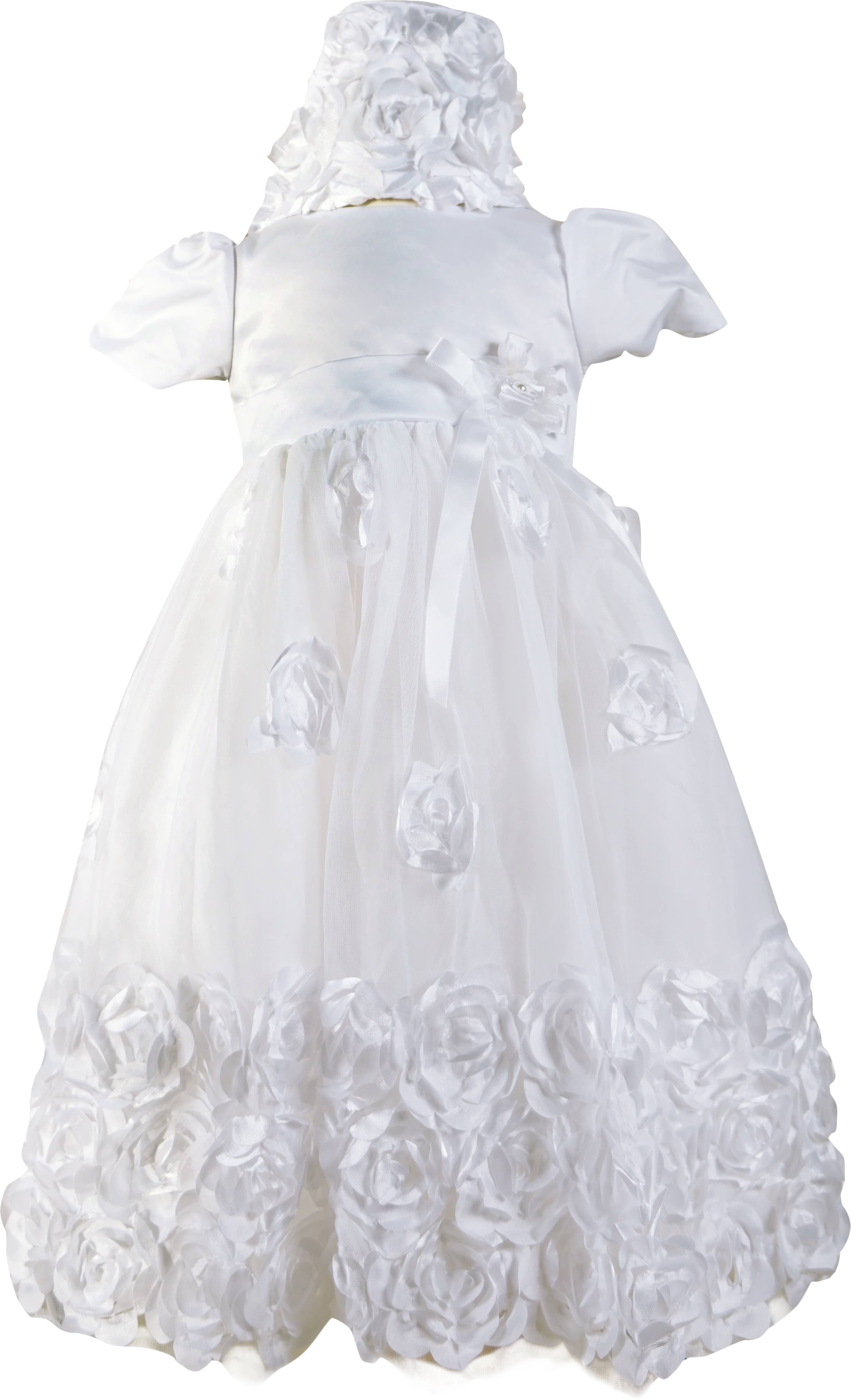 Angeline Kids - Wholesale Dress Set - Baby - Baby Infant Girls Christening Baptism Bow Dress With Bonnet